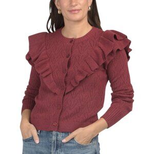 BAGATELLE COLLECTION Fem Ruffle Shoulder Cardigan